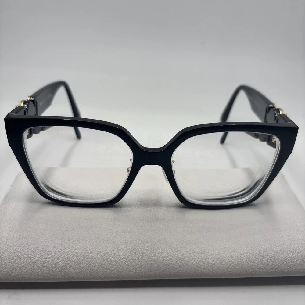 Versace Eyeglasses Mod 3371-D GB1 Shiny Black/Gold Cat Eye 54-17-145 Frame #C202